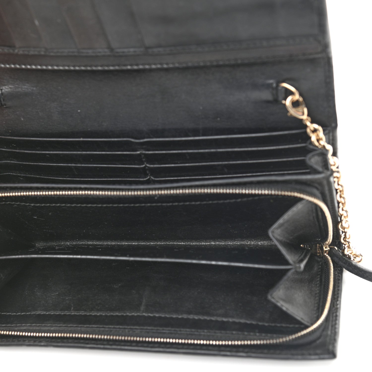 Gucci Guccissima Margaux Calfskin Metal Bar Chain Wallet Black 5 of 13