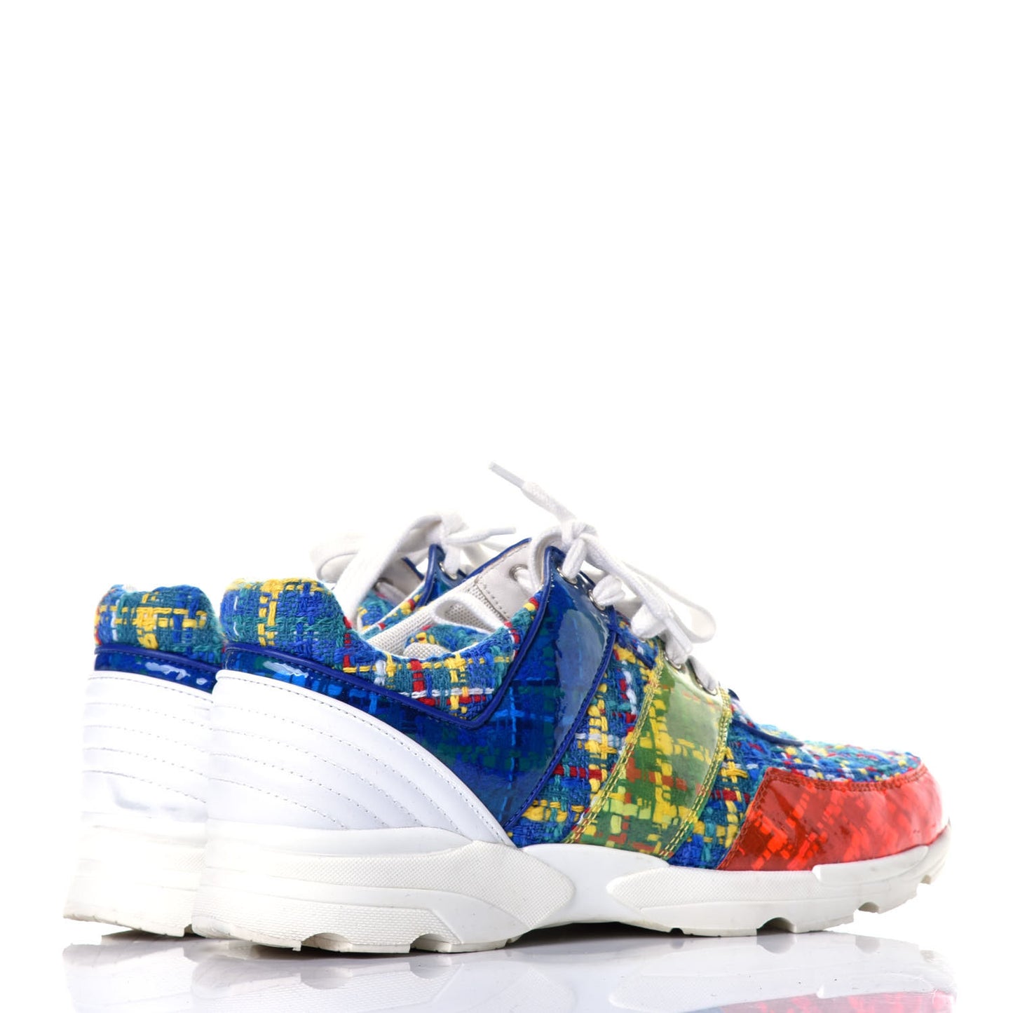 Tweed Calfskin Sneakers 41 Red Yellow Blue