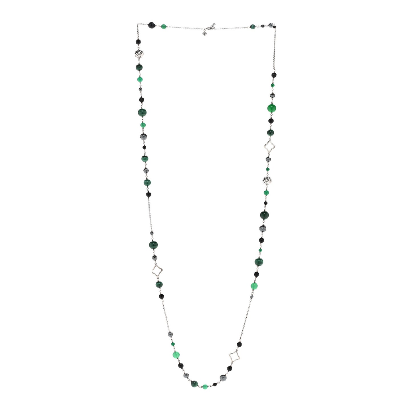 Sterling Silver Black Onyx Malachite Chalcedony Hematine Bijoux Necklace
