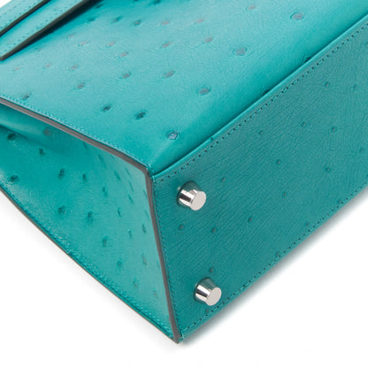 Hermes Ostrich Kelly Sellier 25 Vert Verone 12 of 45