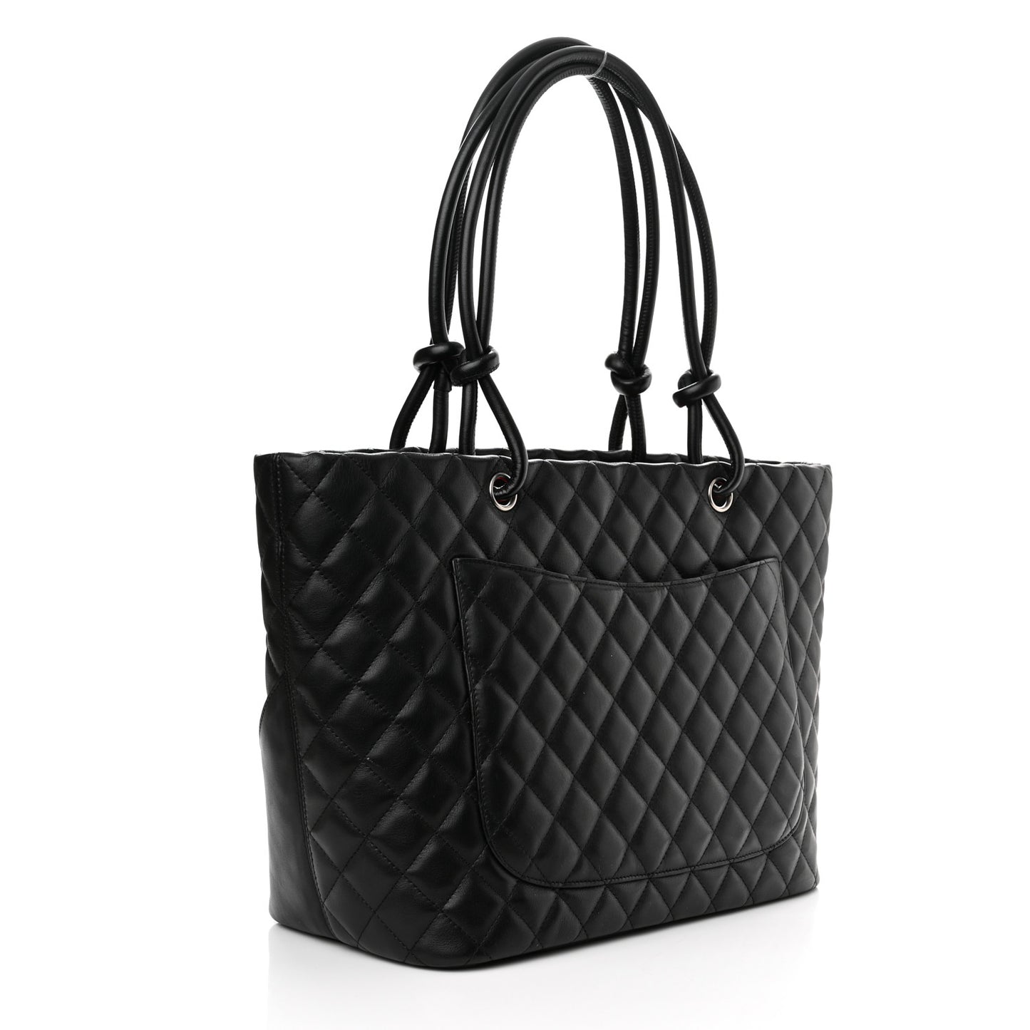 Calfskin Quilted Large Cambon Tote Black