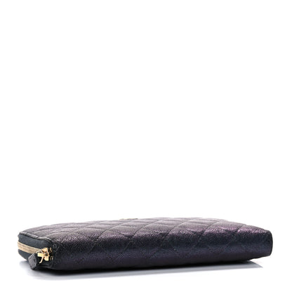 Chanel Iridescent Caviar Quilted Long Zip Around Wallet Black 4 of 13