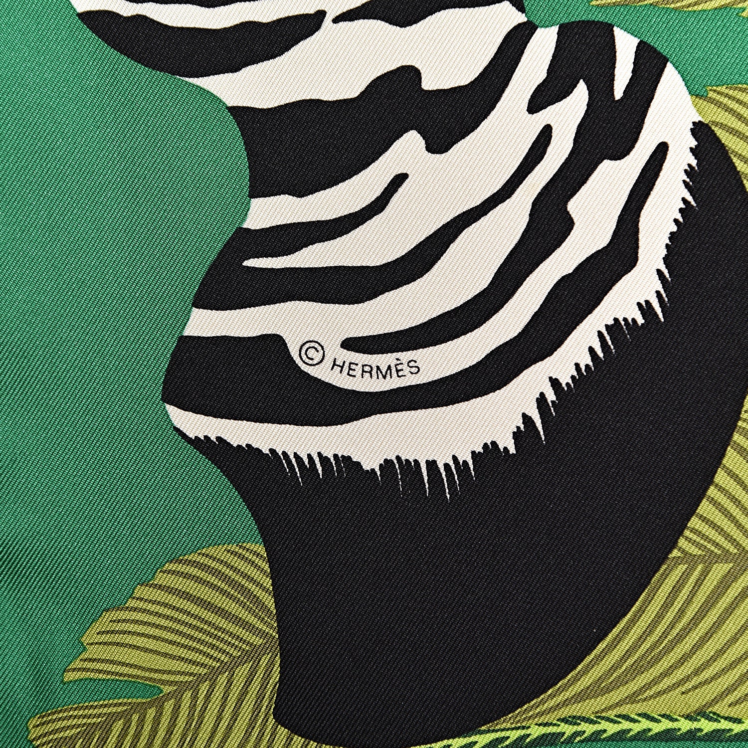 Hermes Silk Zebra Pegasus Scarf 90 Emeraude Fuchsia Vert 5 of 7