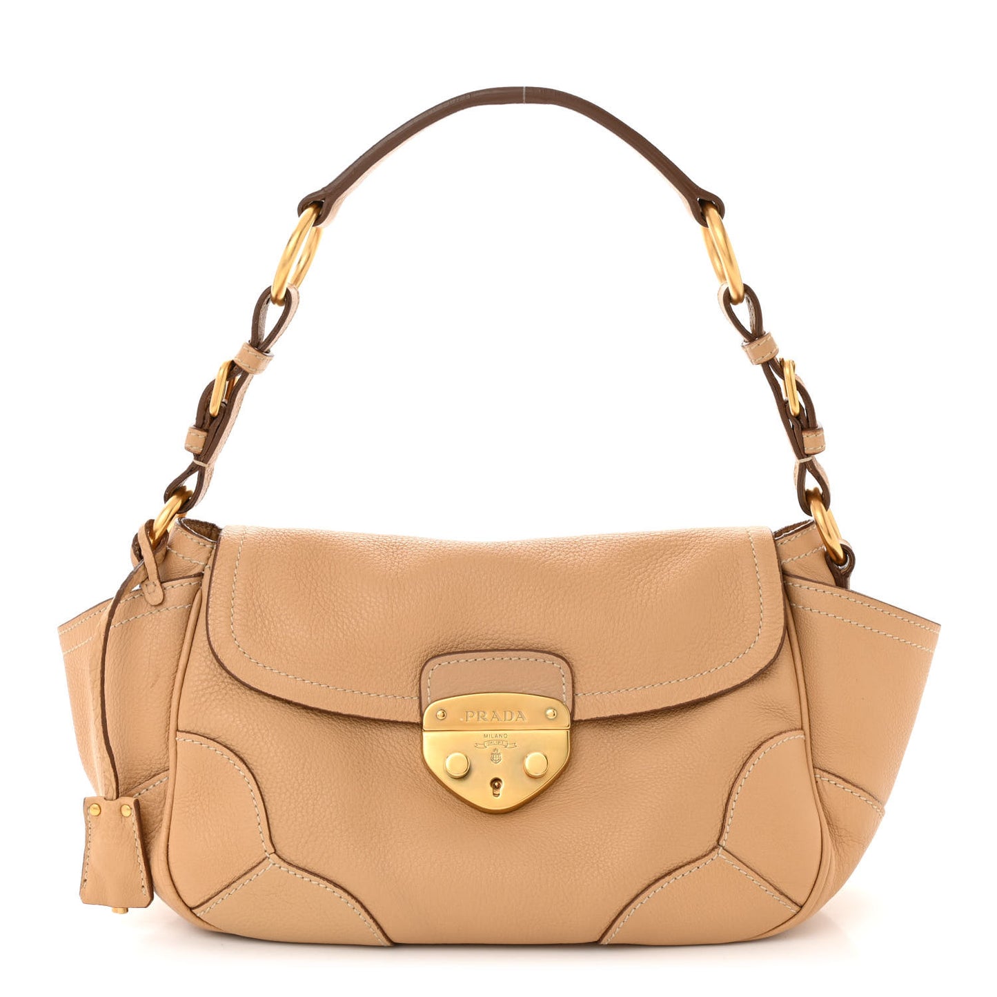 Vitello Daino Flap Shoulder Bag Sughero