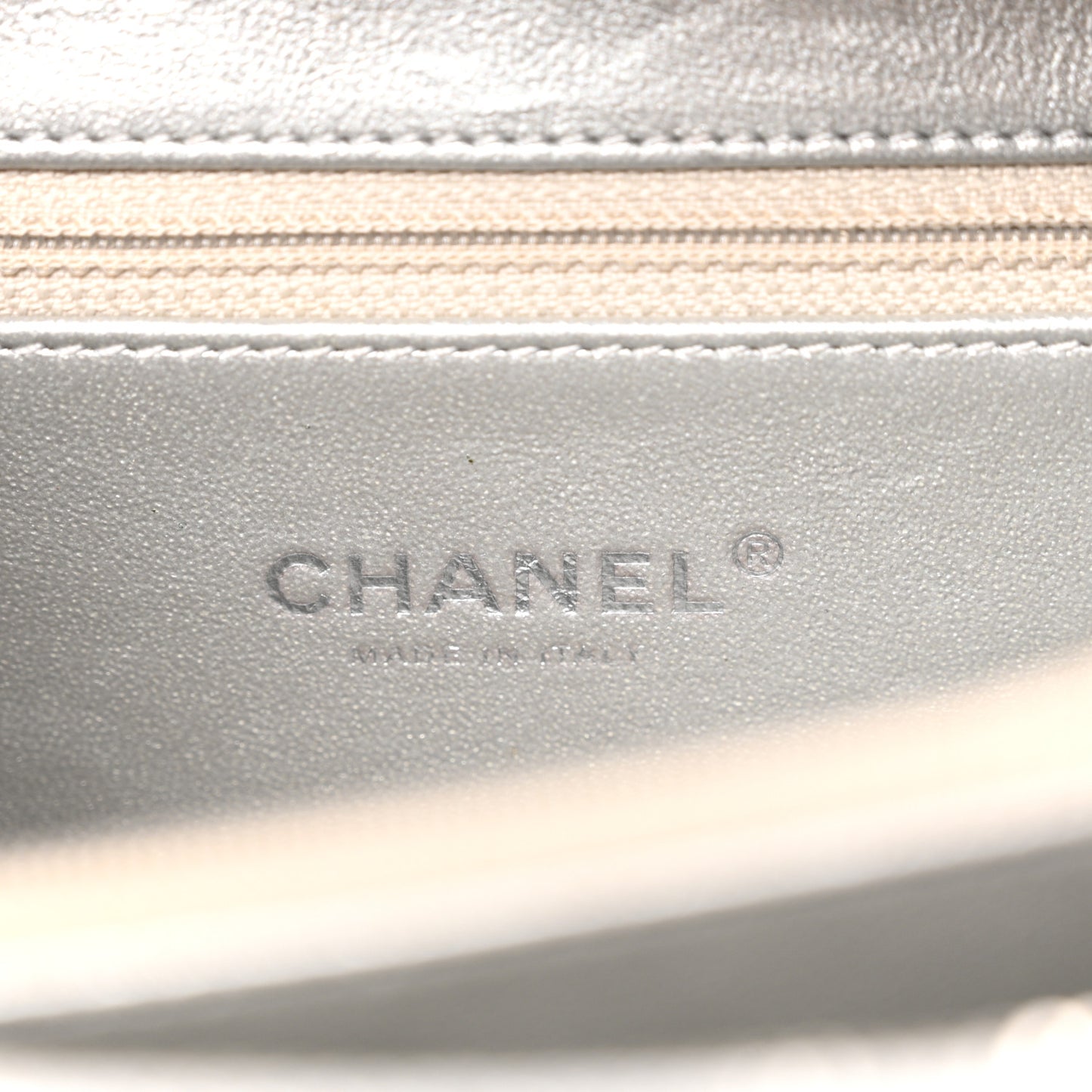 Metallic Caviar Quilted Medium CC Filigree Vanity Case Silver