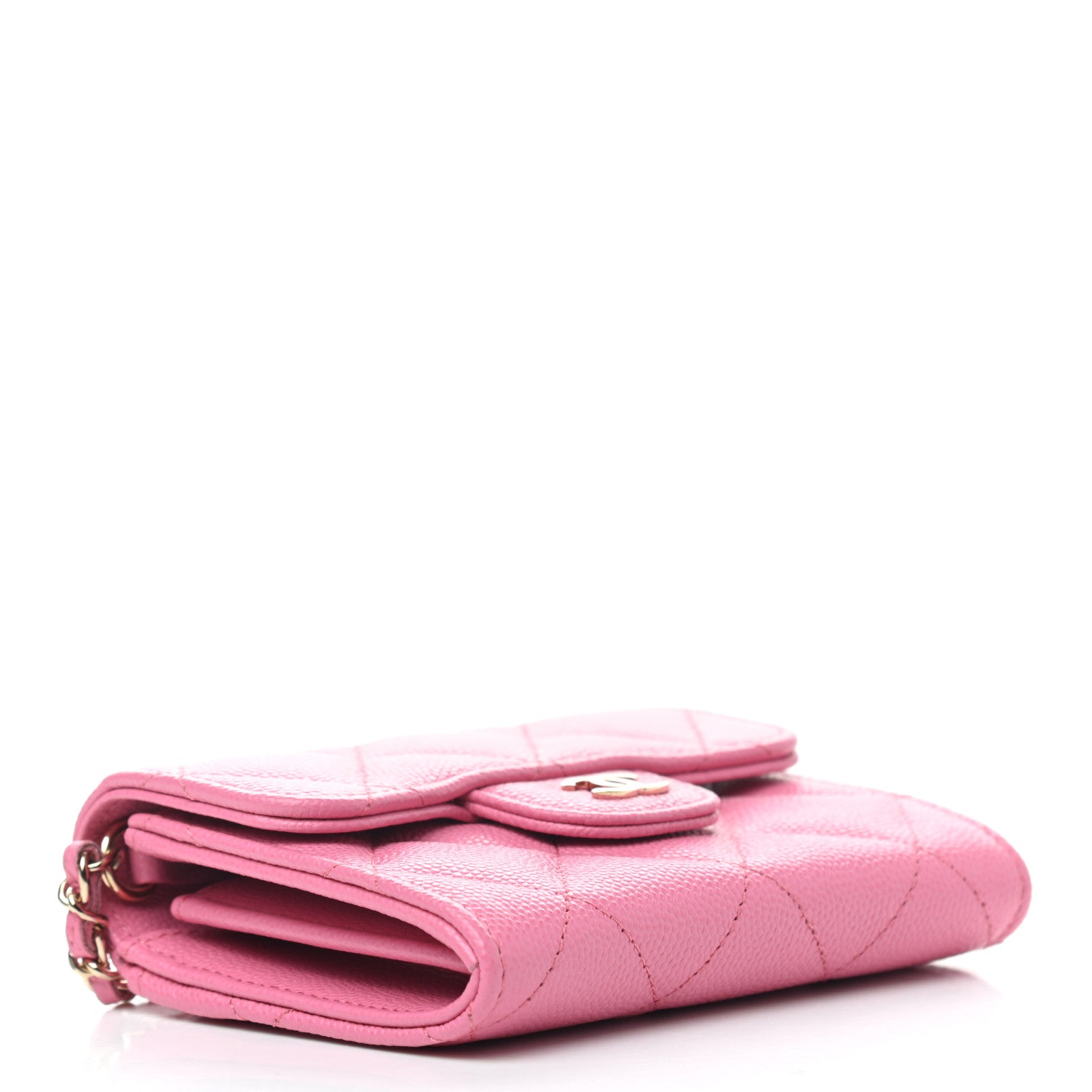 Chanel Caviar Quilted Flap Card Holder On Chain Pink 3 of 7