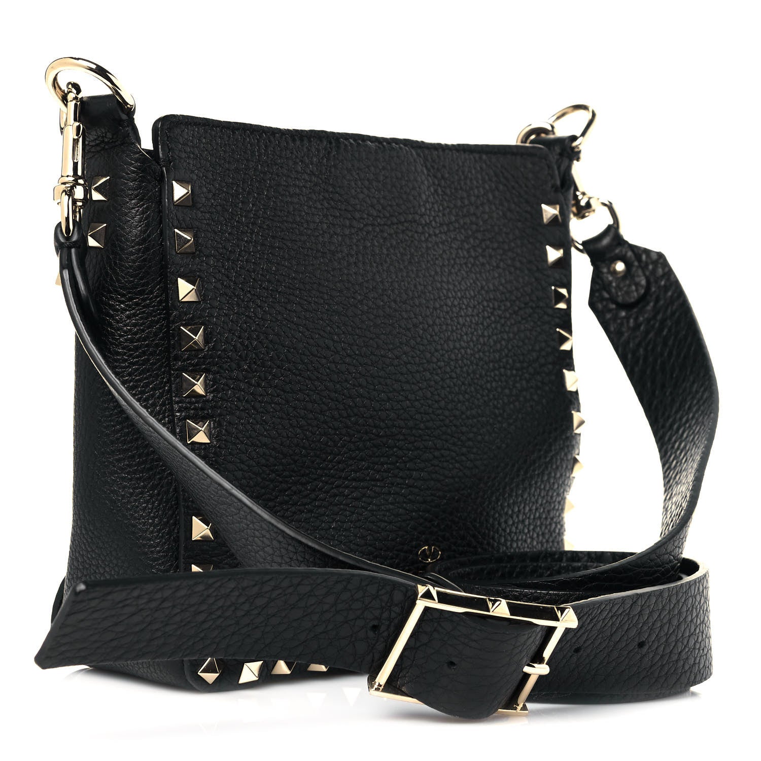 Valentino Garavani Pebbled Calfskin Mini Rockstud Flip-Lock Messenger Bag Black 3 of 9