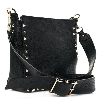 Valentino Garavani Pebbled Calfskin Mini Rockstud Flip-Lock Messenger Bag Black 3 of 9