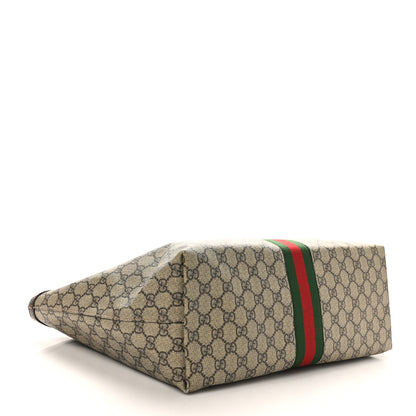 Gucci GG Supreme Monogram Textured Calfskin Web Medium Ophidia Shopping Tote Beige Ebony New Acero 4 of 12