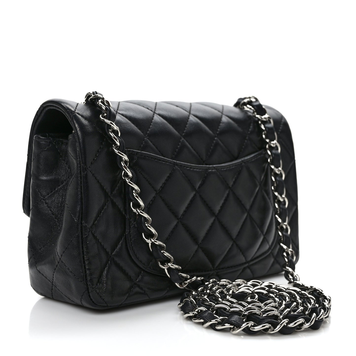 Lambskin Quilted Mini Rectangular Flap Black