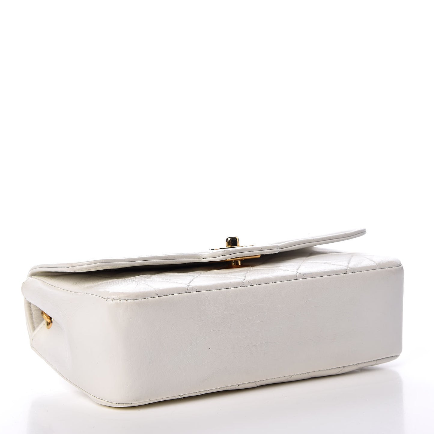 Lambskin Quilted Small Single Flap White