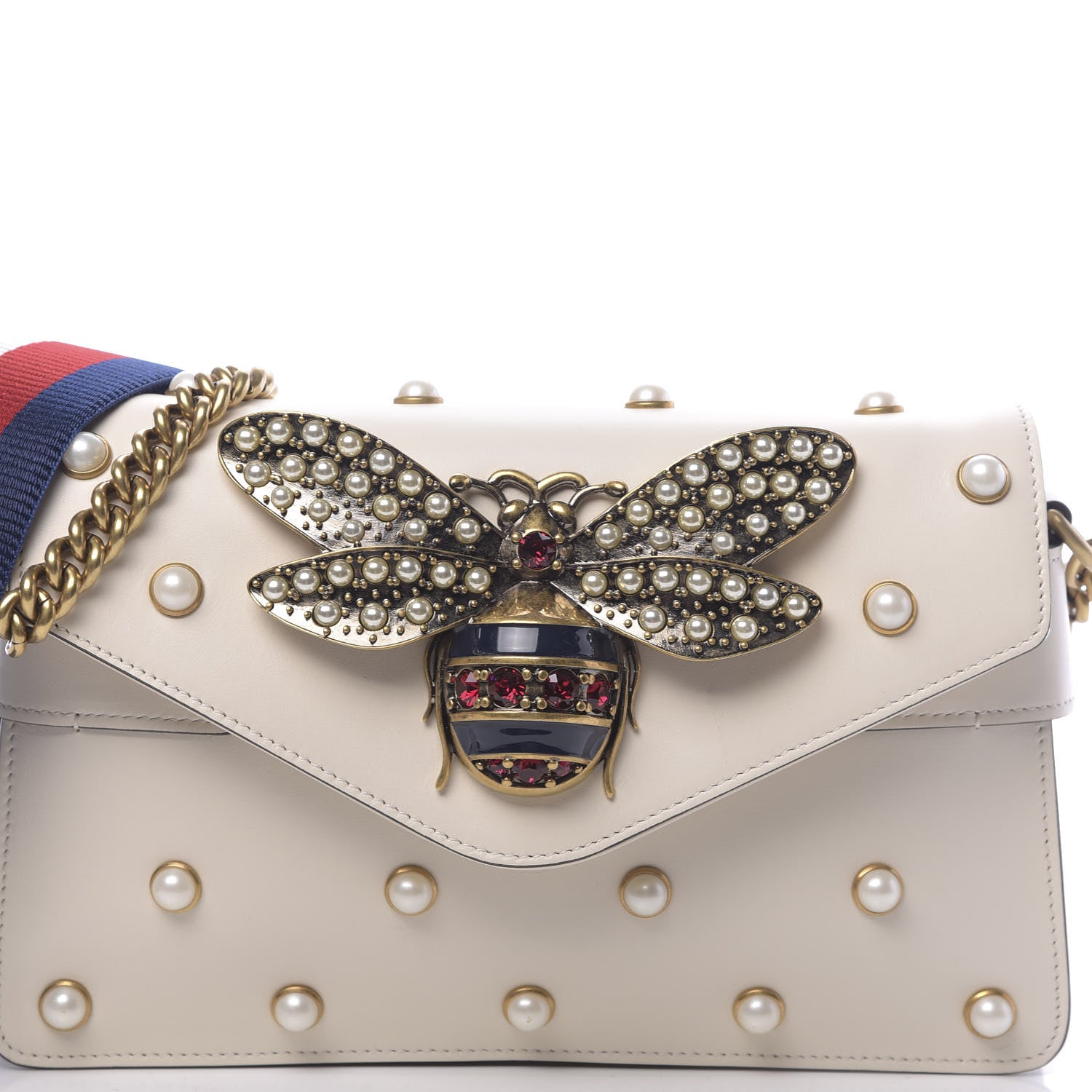 Gucci Nappa Pearl Studded Mini Queen Margaret Broadway Shoulder Bag Mystic White 11 of 11