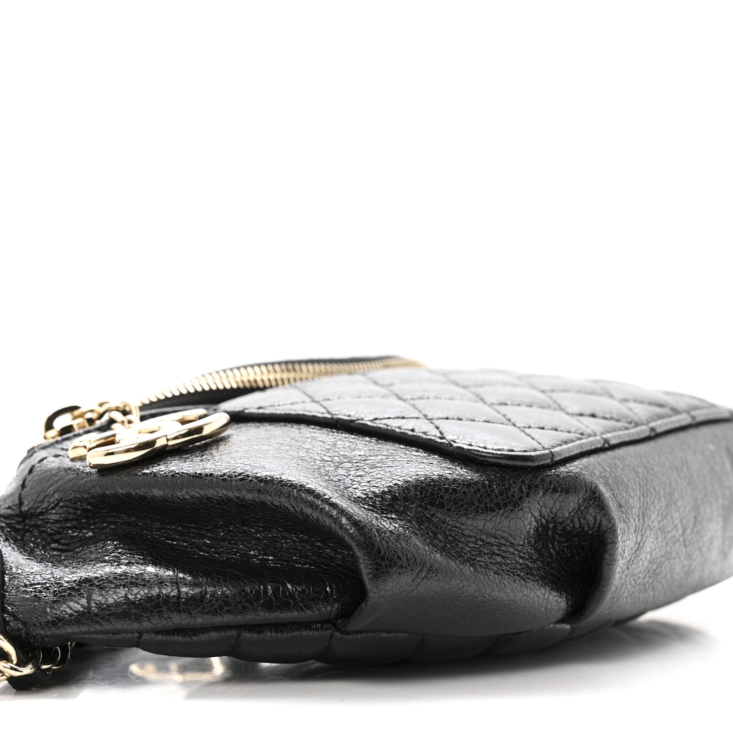 Chanel Crumpled Glazed Lambskin Quilted Waist Bag Fanny Pack Black 9 of 13