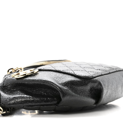 Chanel Crumpled Glazed Lambskin Quilted Waist Bag Fanny Pack Black 9 of 13