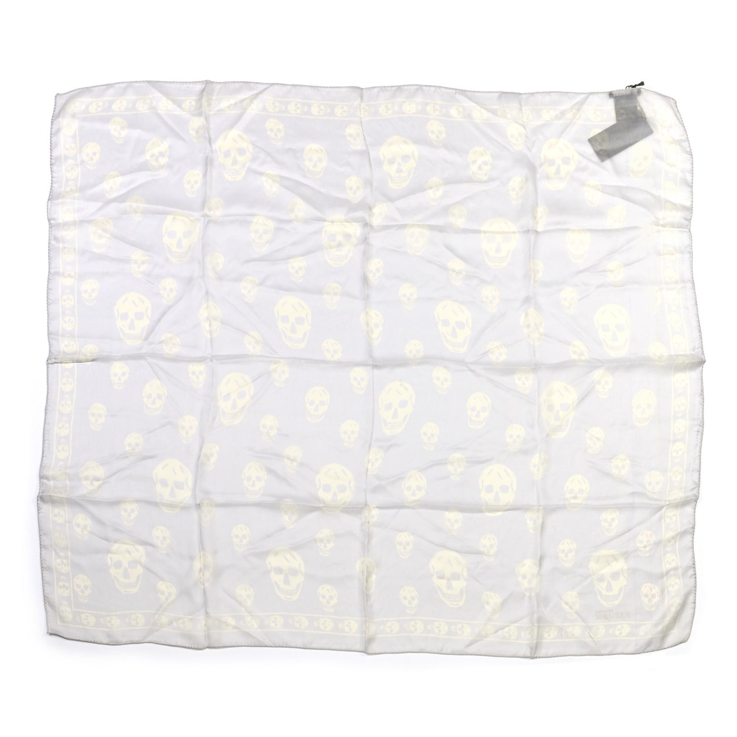 Silk Chiffon Skull Scarf Pearl White