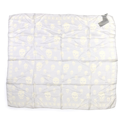 Alexander McQueen Silk Chiffon Skull Scarf Pearl White 1 of 4