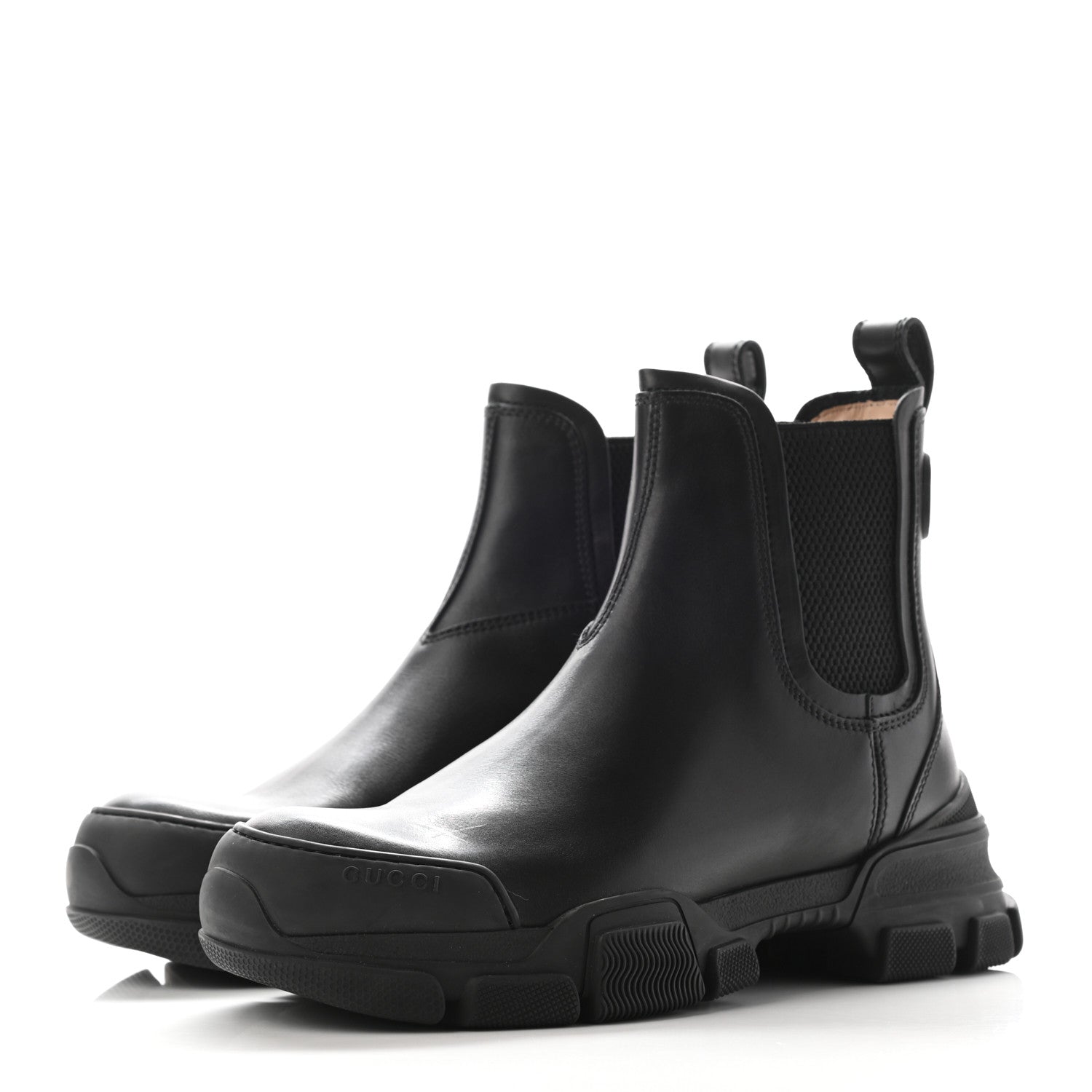 Gucci Calfskin Logo Ankle Boots 37 Black 3 of 8