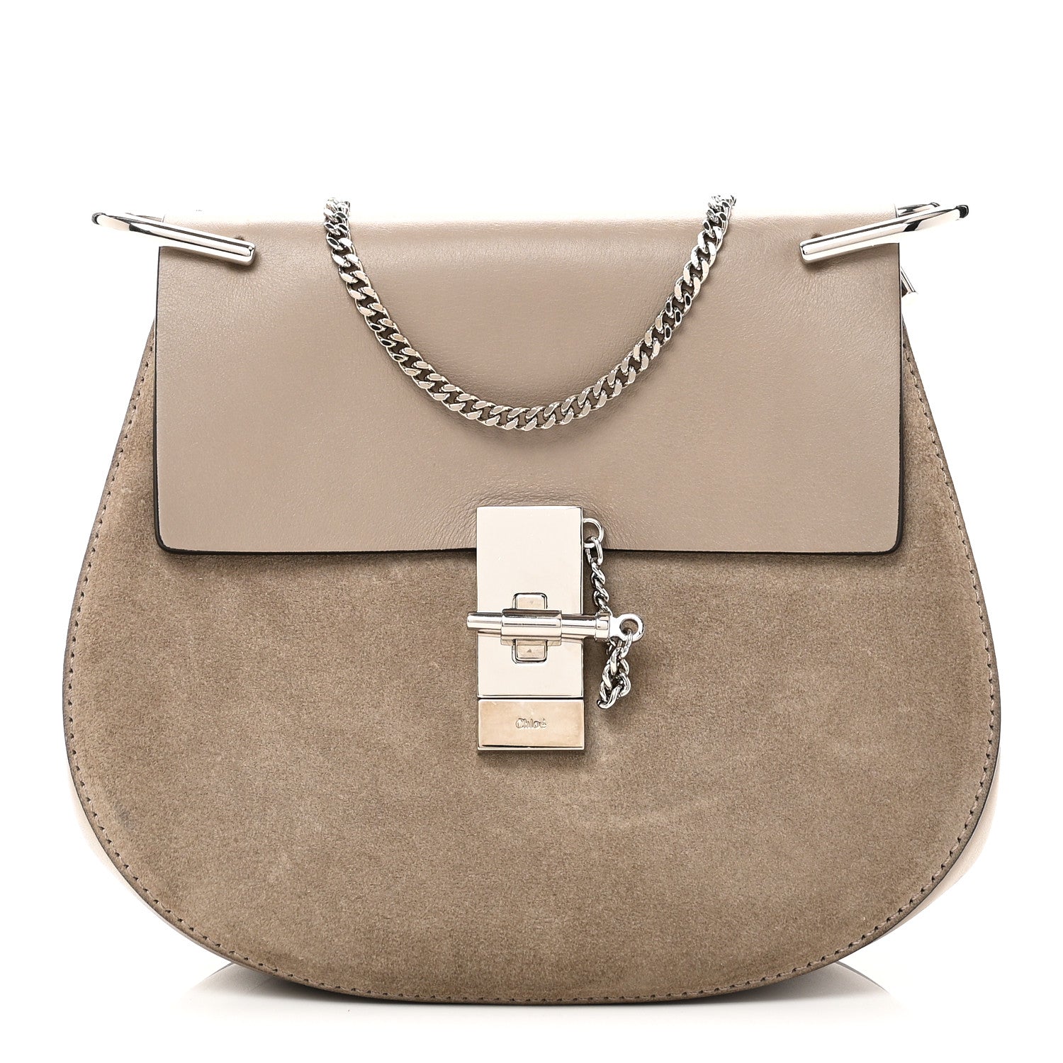 Chloe Suede Smooth Calfskin Drew Shoulder Bag Motty Grey 1 of 9