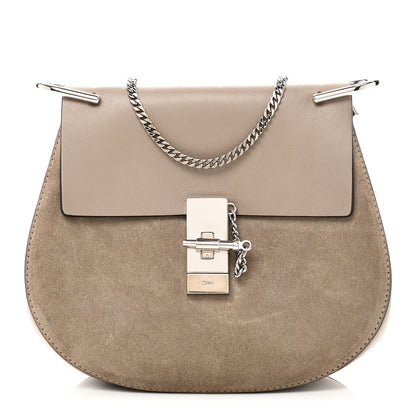 Chloe Suede Smooth Calfskin Drew Shoulder Bag Motty Grey 1 of 9