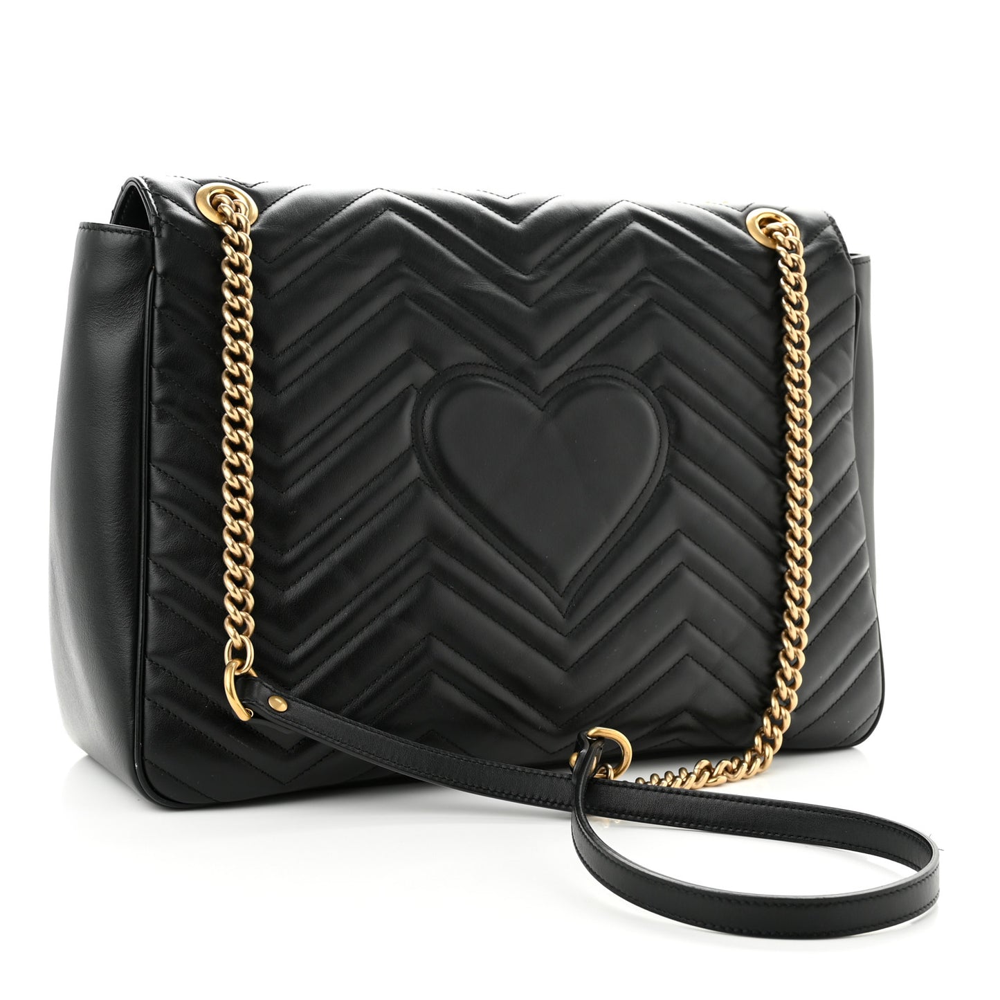 Calfskin Matelasse Large GG Marmont Shoulder Bag Black
