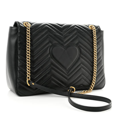 Gucci Calfskin Matelasse Large GG Marmont Shoulder Bag Black 3 of 11