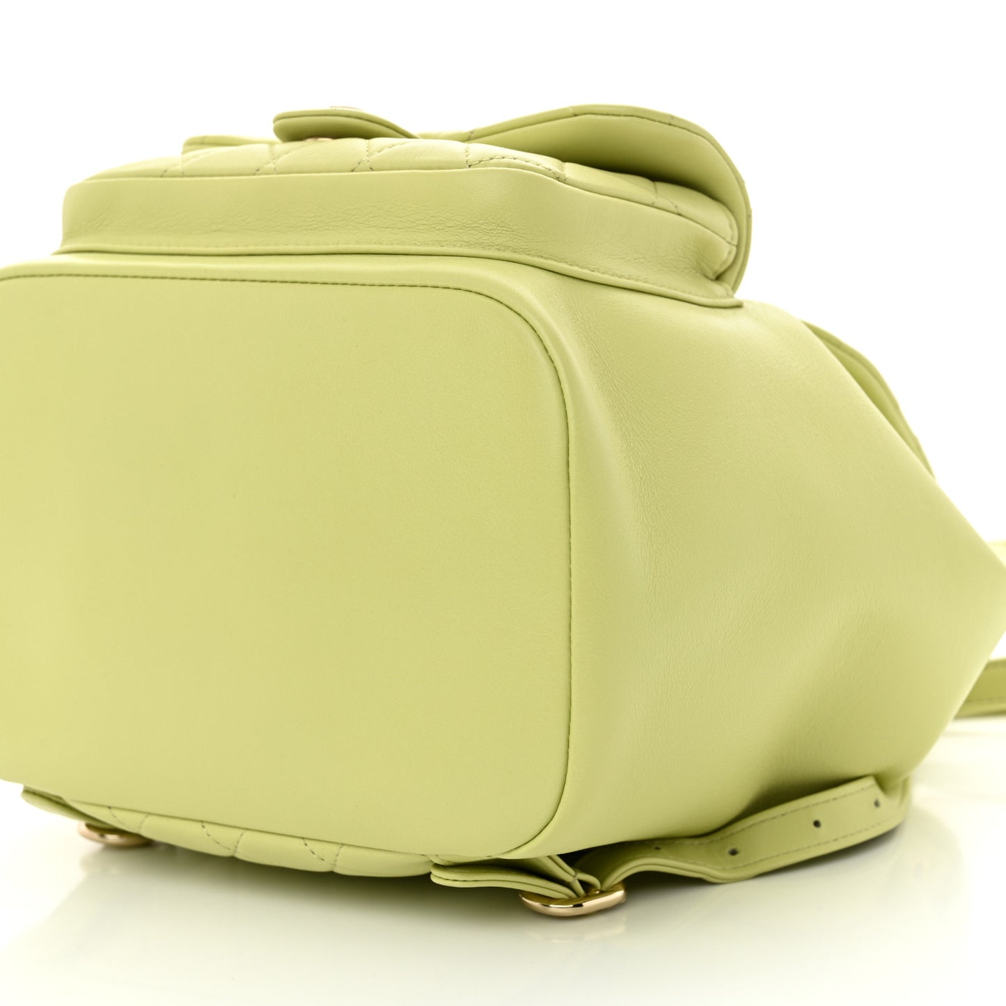 Lambskin Quilted Large Duma Drawstring Backpack Light Green