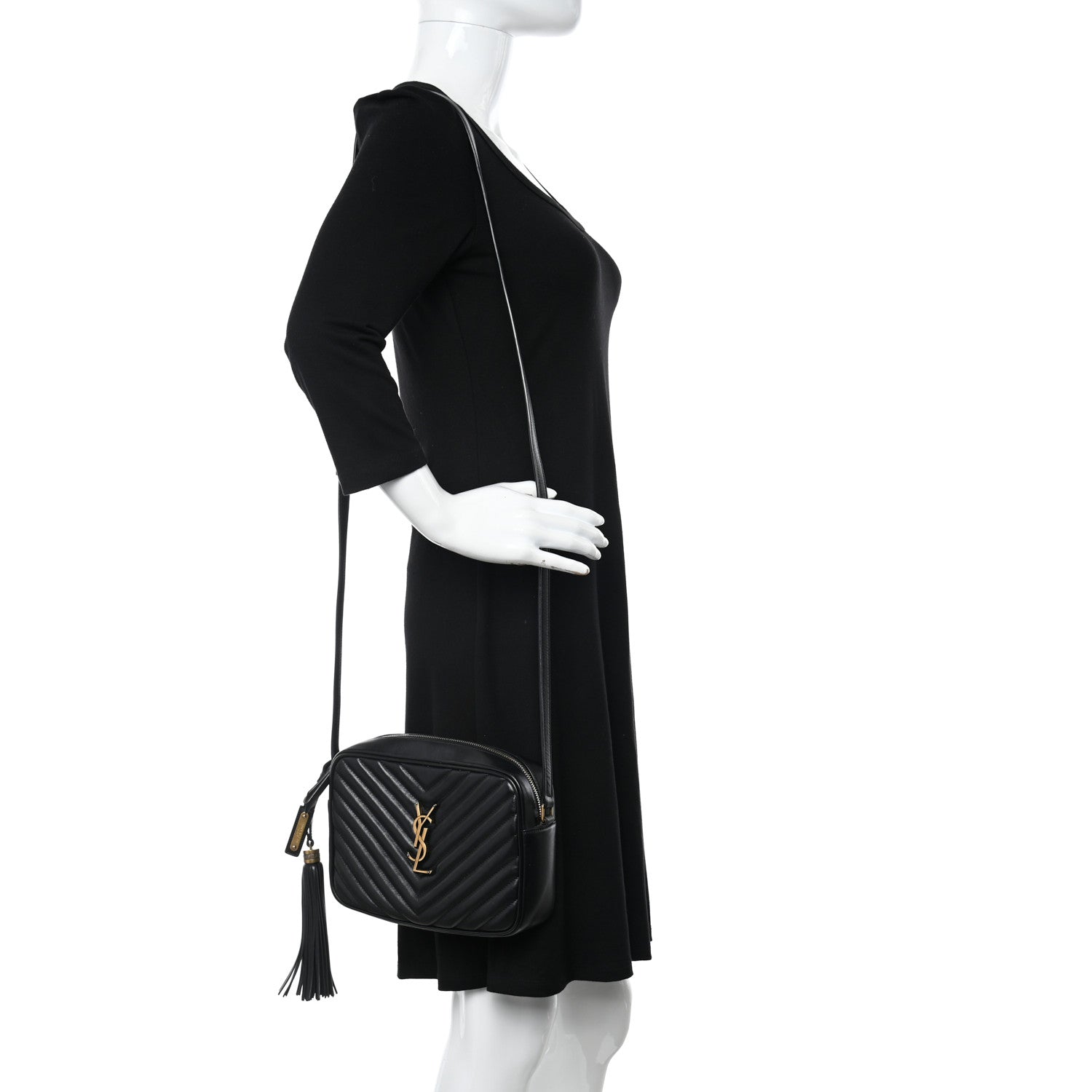 Saint Laurent Calfskin Matelasse Monogram Lou Camera Bag Black 2 of 14