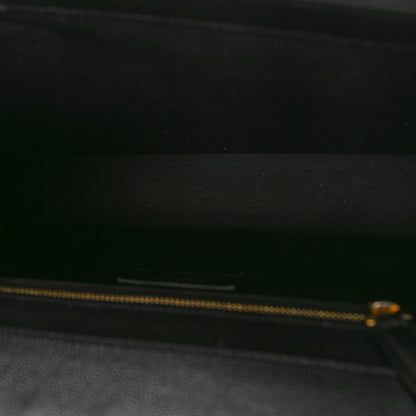 Saint Laurent Grain De Poudre Matelasse Chevron Large Monogram Satchel Black 5 of 9