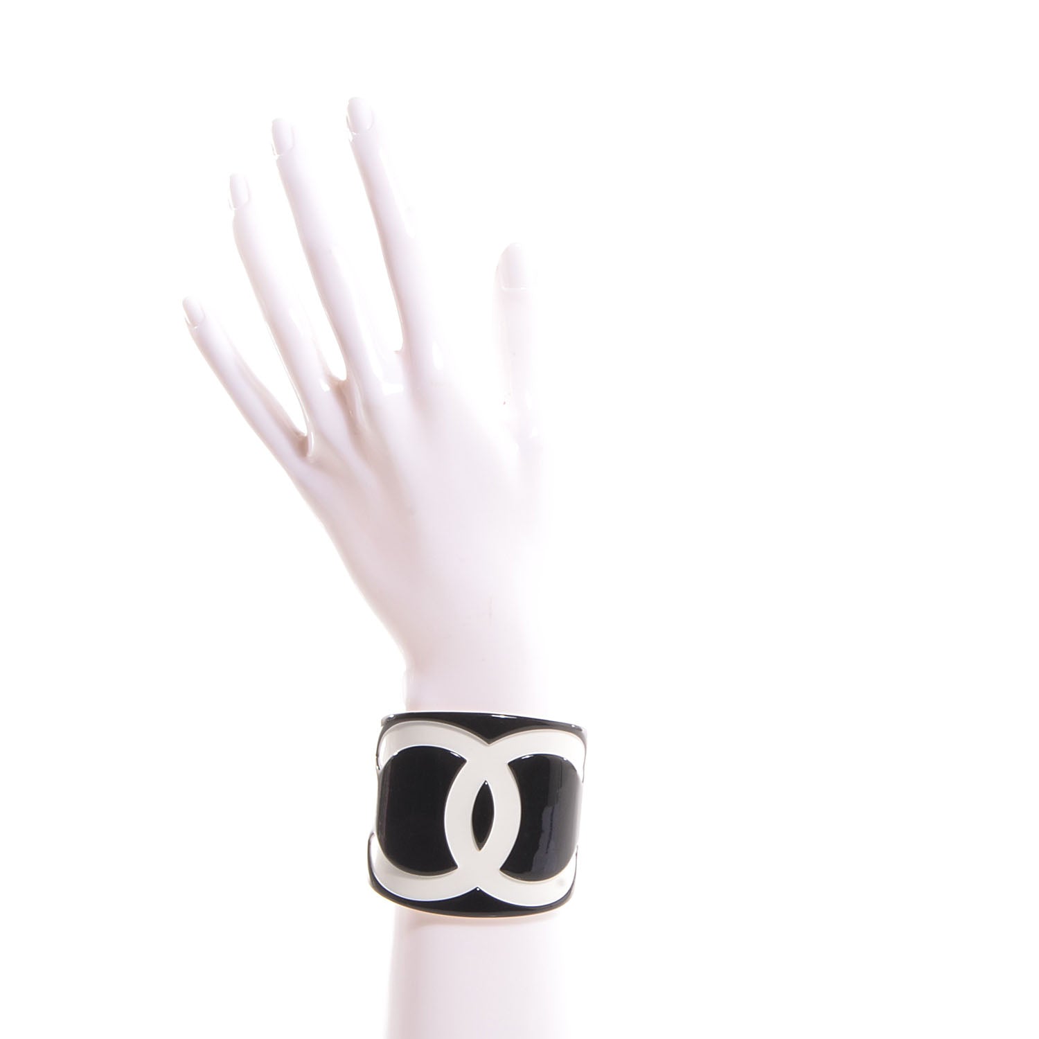 Chanel Resin CC Cuff Black White 2 of 4
