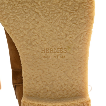 Hermes Velvet Womens Follow Low Boots 37.5 Brun Fume 6 of 12