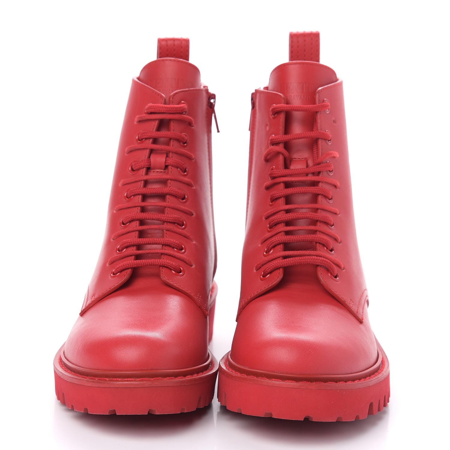 Valentino Garavani Calfskin Womens VLOGO 35mm Combat Boots 37 Rouge Pur 2 of 9