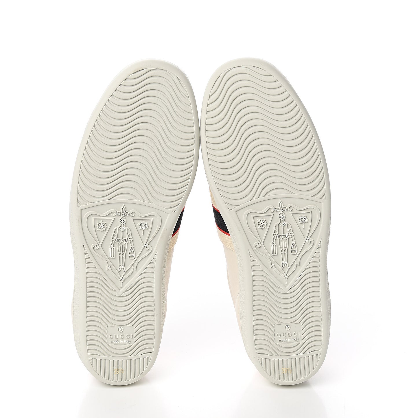 Calfskin Stripe Womens New Ace Sneakers 39.5 New Mystic White Ecru Red Flame