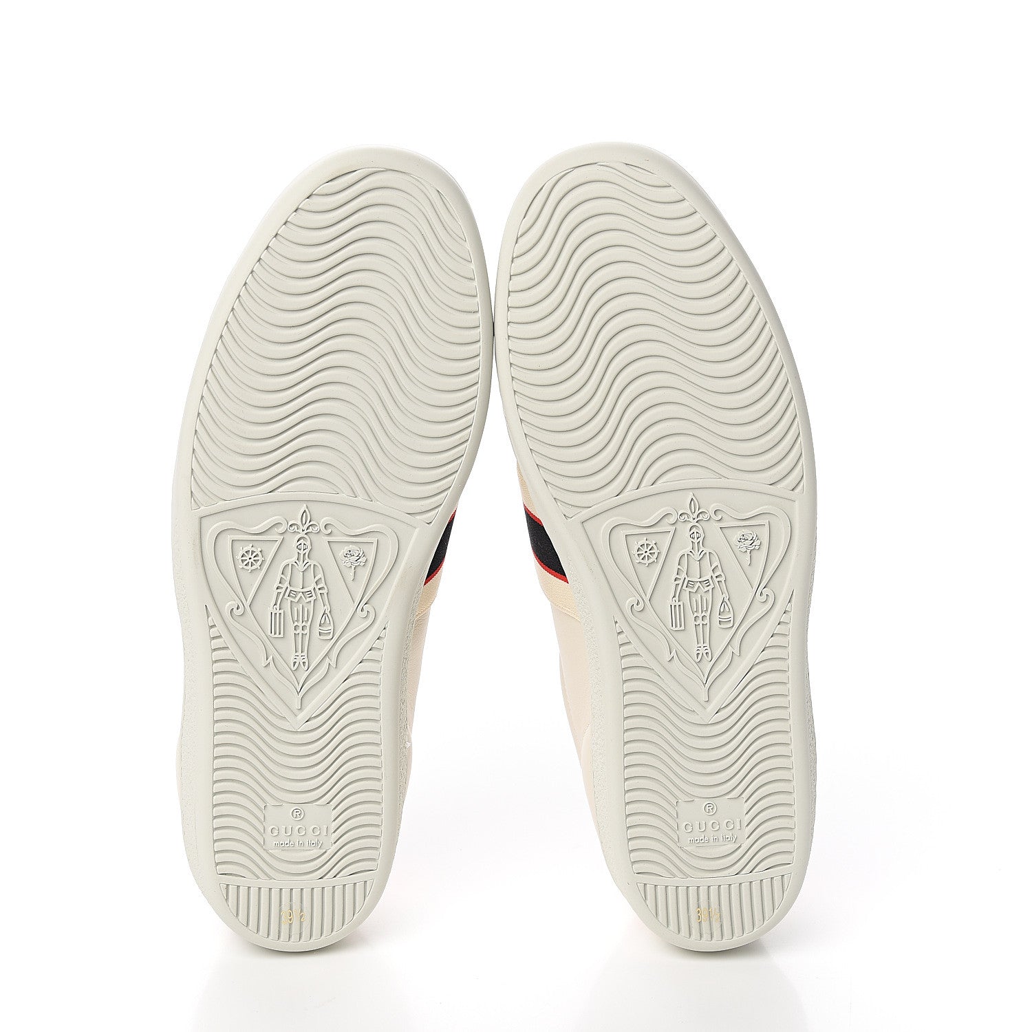Gucci Calfskin Stripe Womens New Ace Sneakers 39.5 New Mystic White Ecru Red Flame 5 of 9
