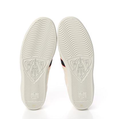 Gucci Calfskin Stripe Womens New Ace Sneakers 39.5 New Mystic White Ecru Red Flame 5 of 9