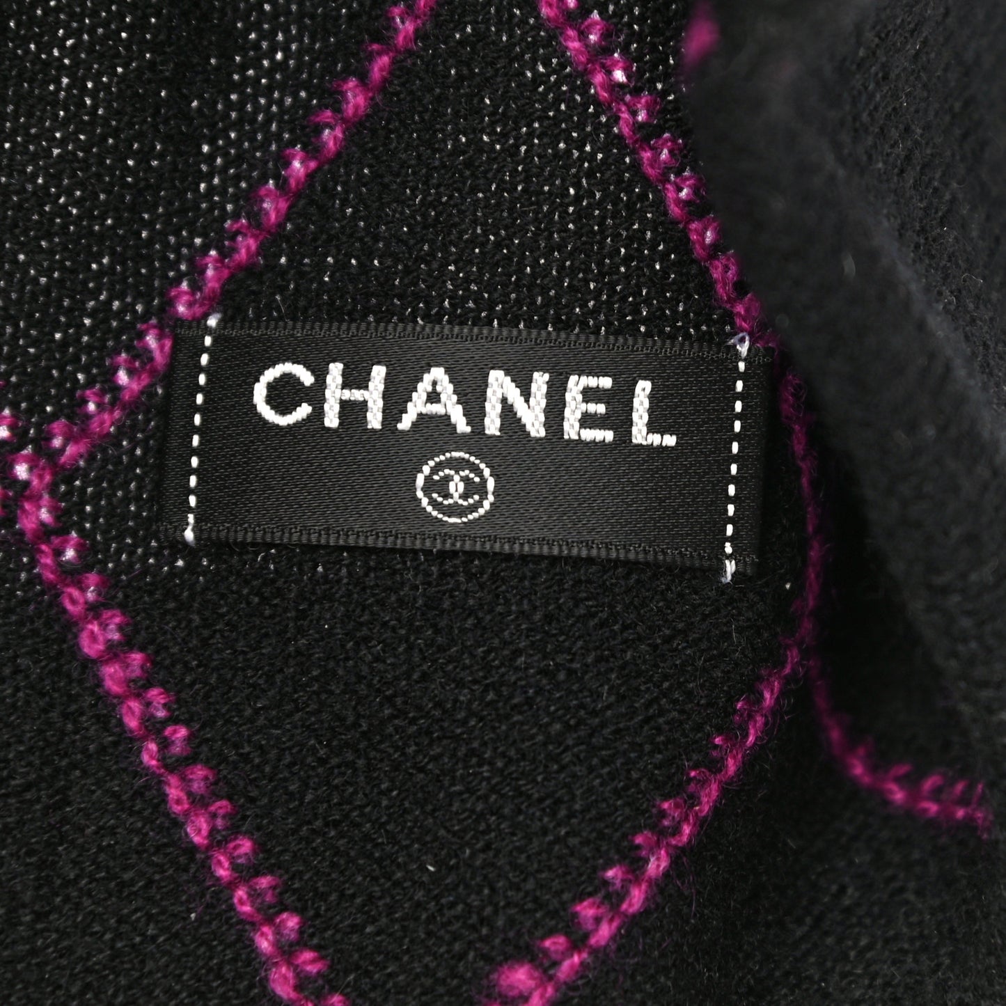 Wool Cashmere Quilted CC Beanie Hat Black Pink Purple