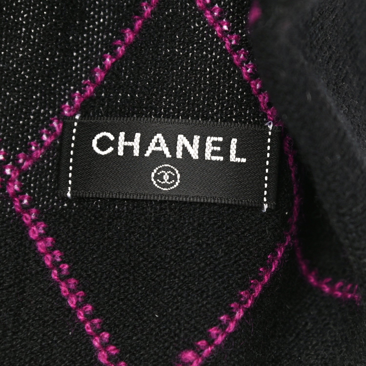 Chanel Wool Cashmere Quilted CC Beanie Hat Black Pink Purple 5 of 7