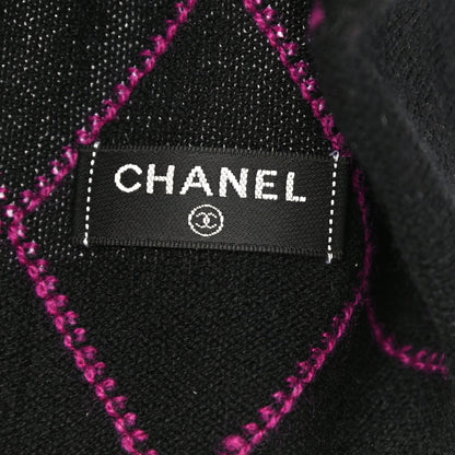 Chanel Wool Cashmere Quilted CC Beanie Hat Black Pink Purple 5 of 7
