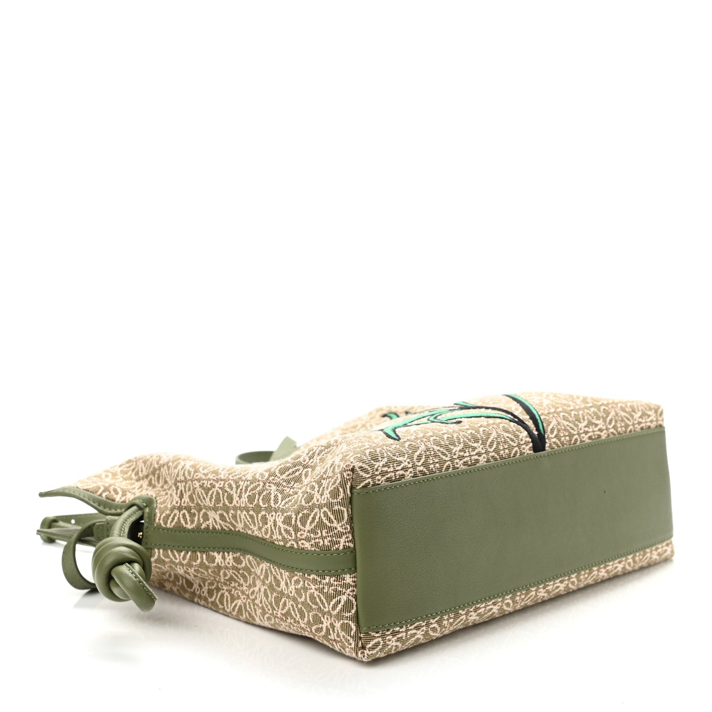Canvas Calfskin Flamenco Knot Bag Green