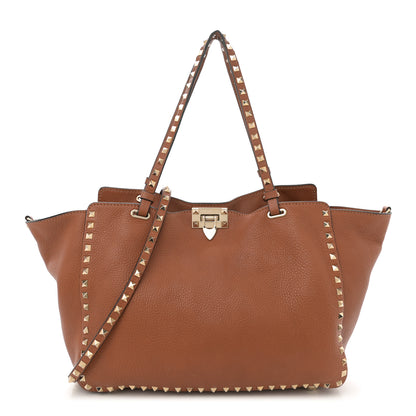 Valentino Garavani Pebbled Calfskin Medium Rockstud Tote Light Cuir 1 of 13