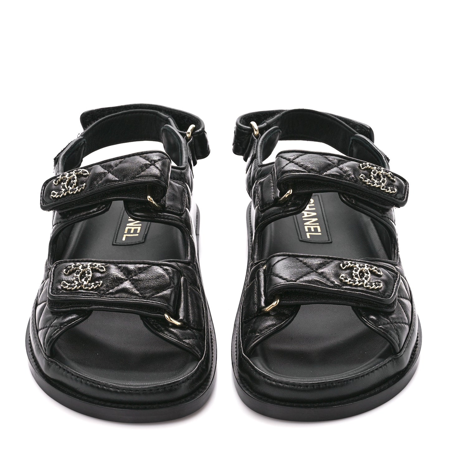 Lambskin Velcro Dad Sandals 36 Black