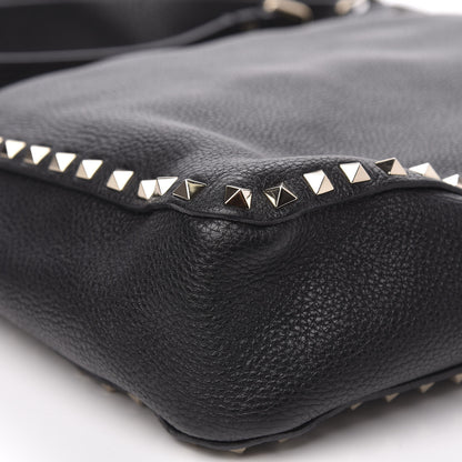 Valentino Garavani Pebbled Calfskin Large Rockstud Flip-Lock Messenger Bag Black 7 of 9