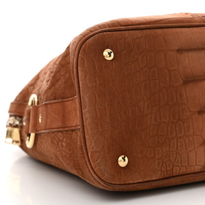 Saint Laurent Nubuck Crocodile Embossed Oversized Muse Brown 8 of 12