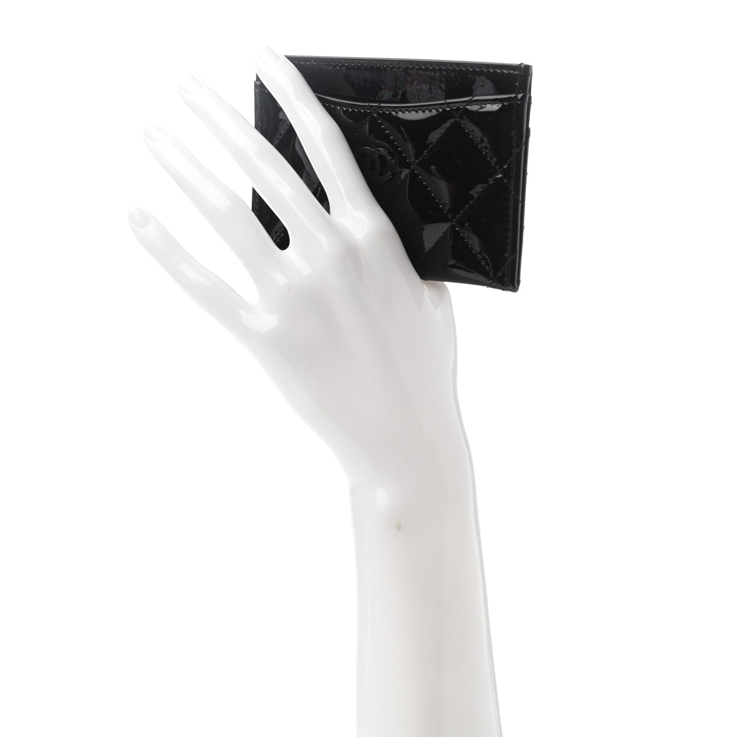 Patent Calfskin Quilted Card Holder So Black