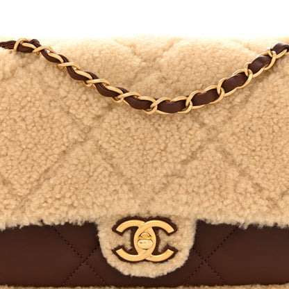 Chanel Shearling Lambskin Quilted Furry Coco Flap Beige Dark Brown 8 of 11