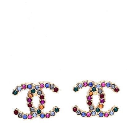Chanel Crystal Over The Rainbow CC Earrings Gold Multicolor 1 of 5