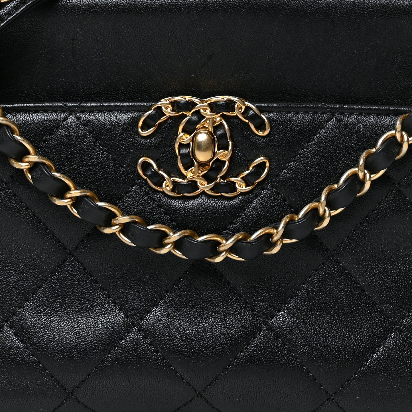 Goatskin Quilted Chanel 19 Camera Case Black