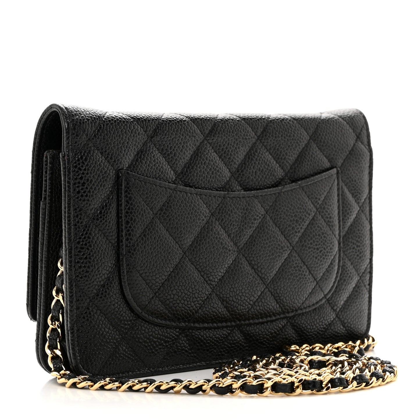 Caviar Quilted Wallet on Chain WOC Black