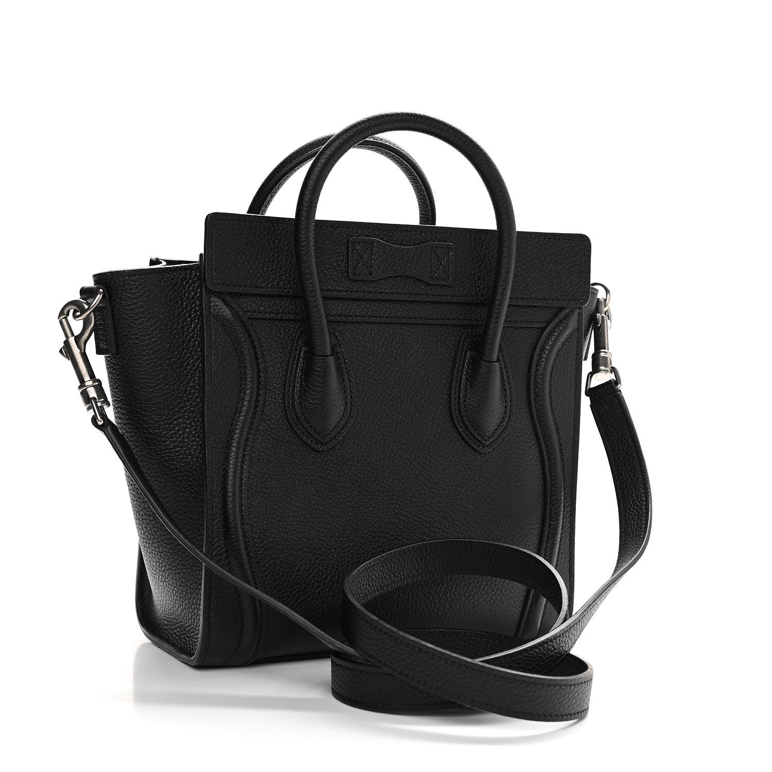 Celine Drummed Calfskin Nano Luggage Black 3 of 12