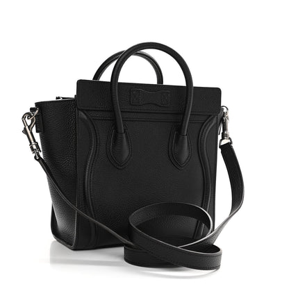 Celine Drummed Calfskin Nano Luggage Black 3 of 12