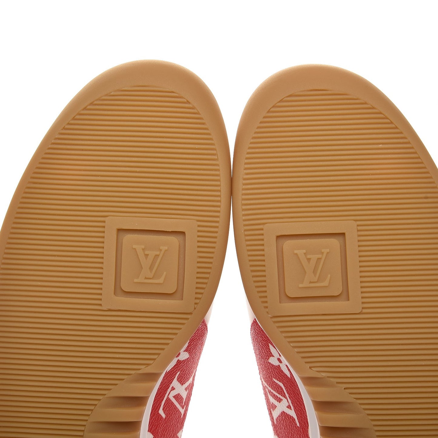 X SUPREME Calfskin Monogram Sneakers 6 White Red